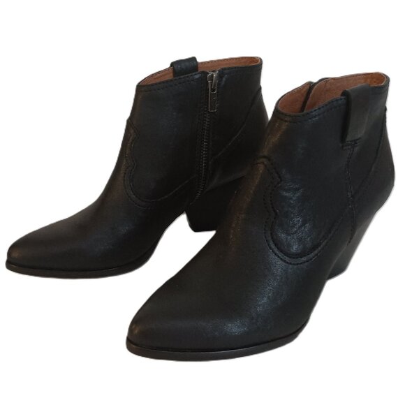 Frye Reina Black Leather Pointed Toe Ankle Booties Women’s 8M - Picture 1 of 13